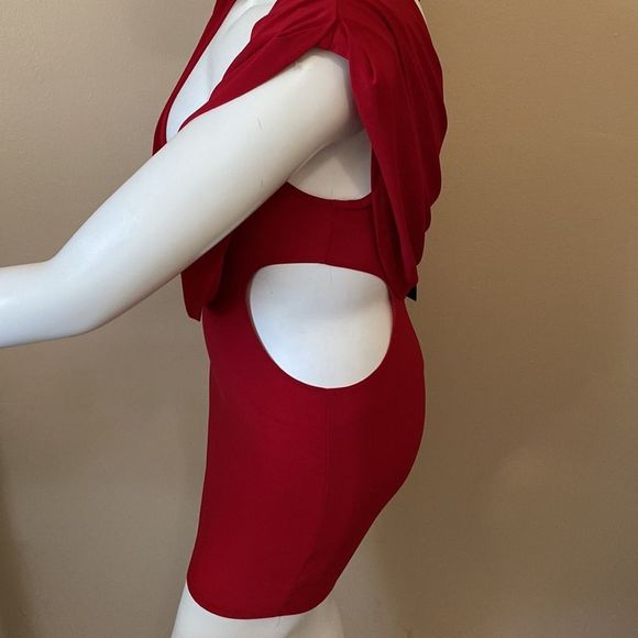 NWT Fashion Nova Deep Cowl Neck Red Mini Dress - Size XL - Picture 11 of 16